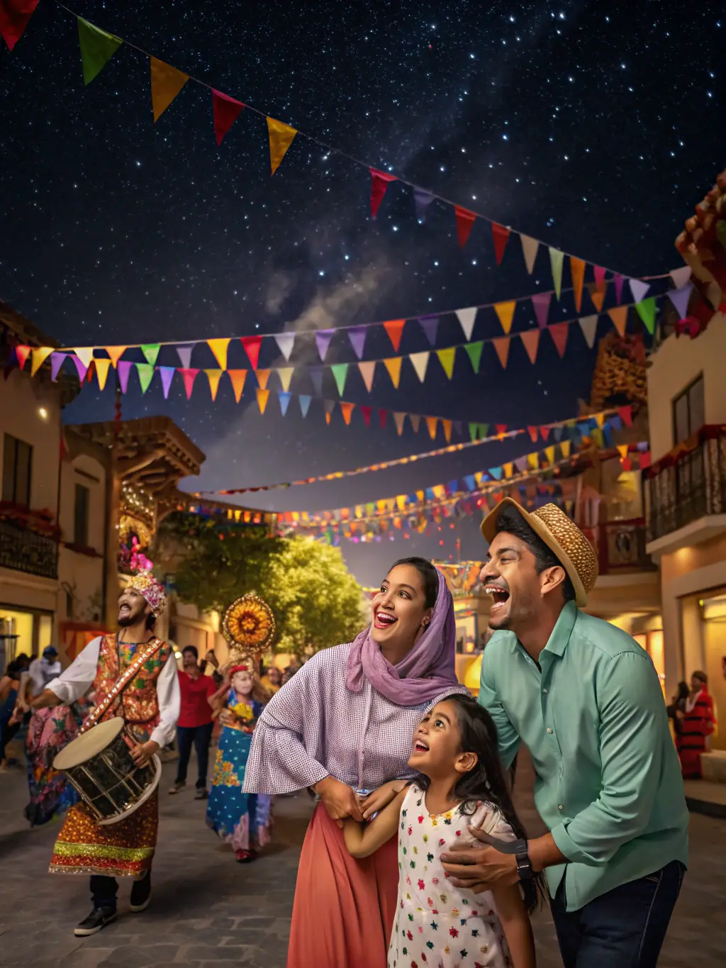 A vibrant photograph capturing the excitement of the annual village festival organized by COMITE DES FETES DE VILLARSEN PONS, featuring families enjoying games, food stalls, and live music.