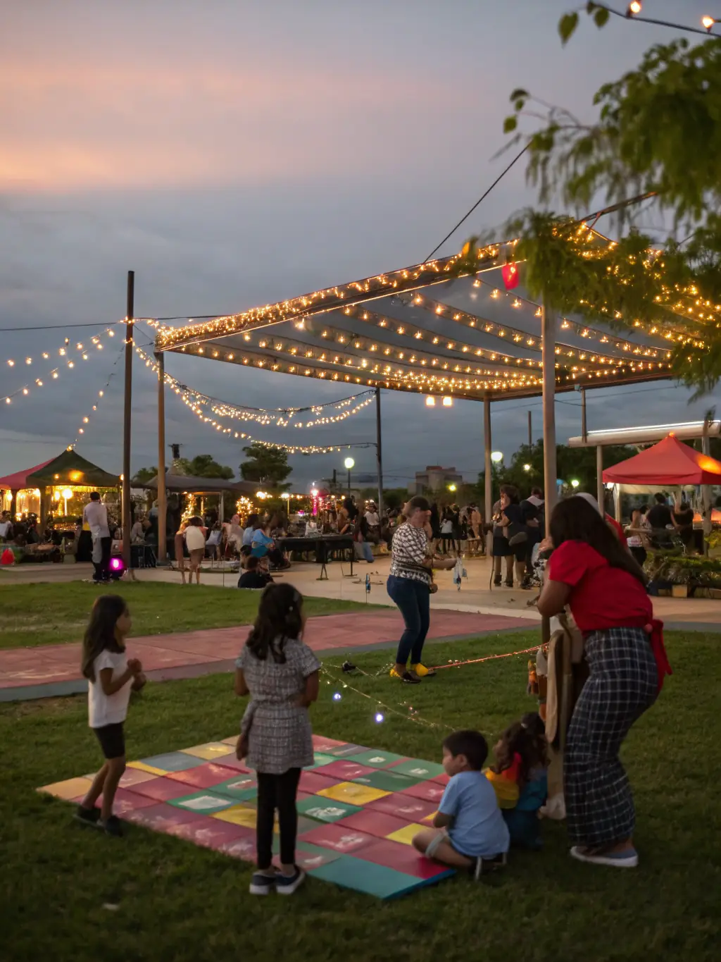 A vibrant image capturing the excitement of the annual village festival, showcasing families enjoying games, food stalls, and live music, reflecting the community spirit fostered by COMITE DES FETES DE VILLARSEN PONS.