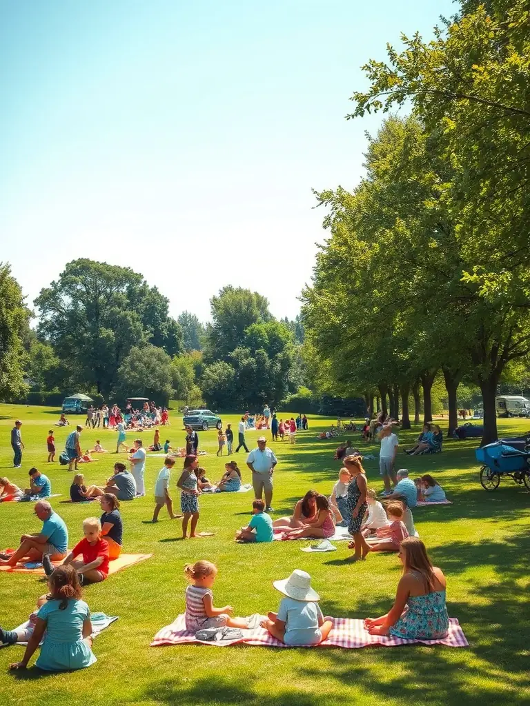 A photograph capturing the excitement of a local festival organized by COMITE DES FETES DE VILLARSEN PONS, featuring families enjoying games and activities.